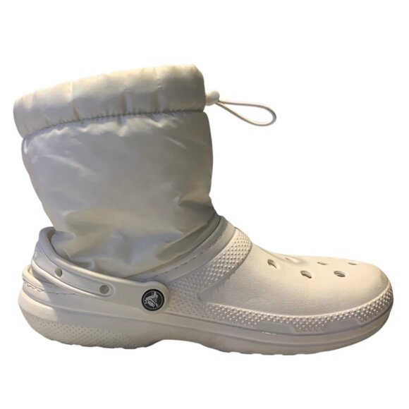 CROCS Solid White Classic Lined Neo-Puff Unisex Adjustable Boots Size M/9 + W/11 - Picture 4 of 8